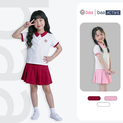 Set polo bé gái, áo thun croptop phối chân váy xếp ly mềm mại (1 - 10 tuổi) Baababy SE10N