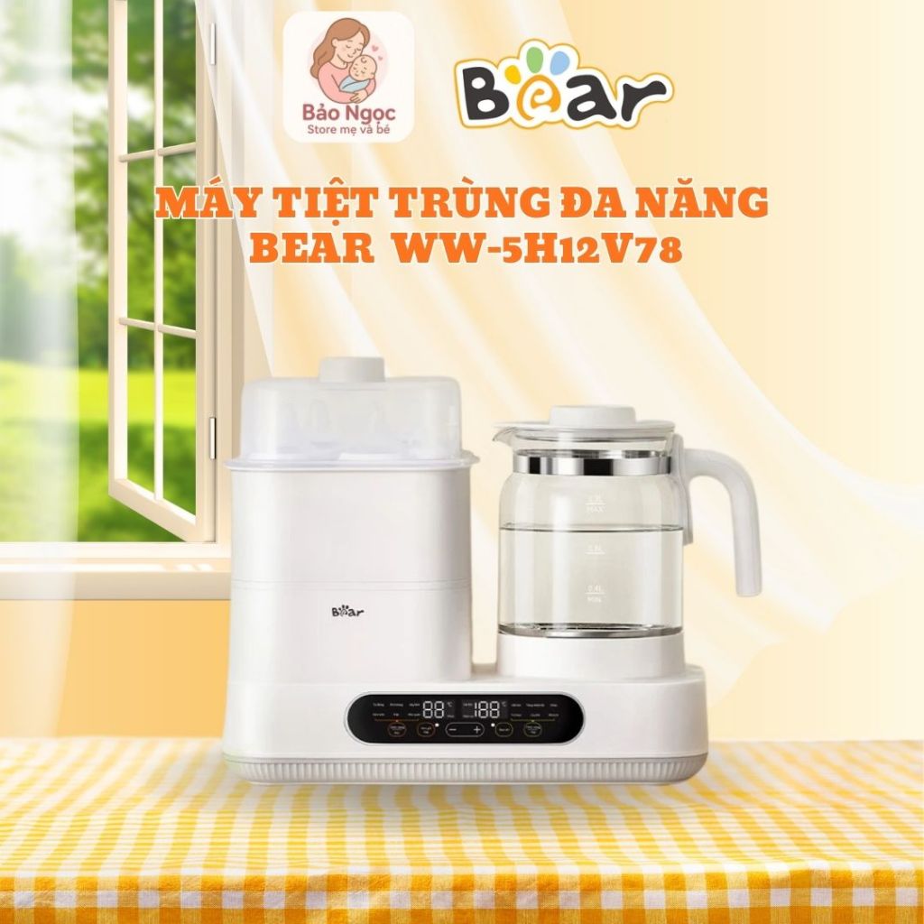 Máy Hâm Sữa Tiệt Trùng Bear WW-5H12V78 Đa Chức Năng, Tiệt Trùng Đun Nước Pha Sữa, BH 18 tháng