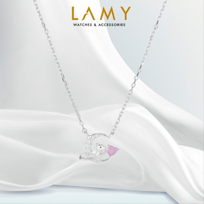 Dây chuyền bạc LAMY Pink Heart Moon Pendant Necklace Silver 6229