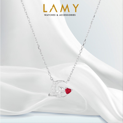 Dây chuyền bạc LAMY Pink Heart Moon Pendant Necklace Silver 6229RD - Dây chuyền bạc ta cao cấp