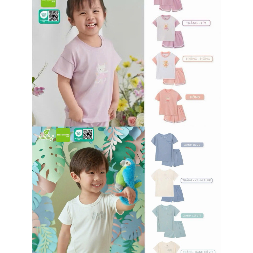 [Lullaby/ Dokma] Bộ quần áo cộc tay cho bé trai bé gái 7-15kg chính hãng