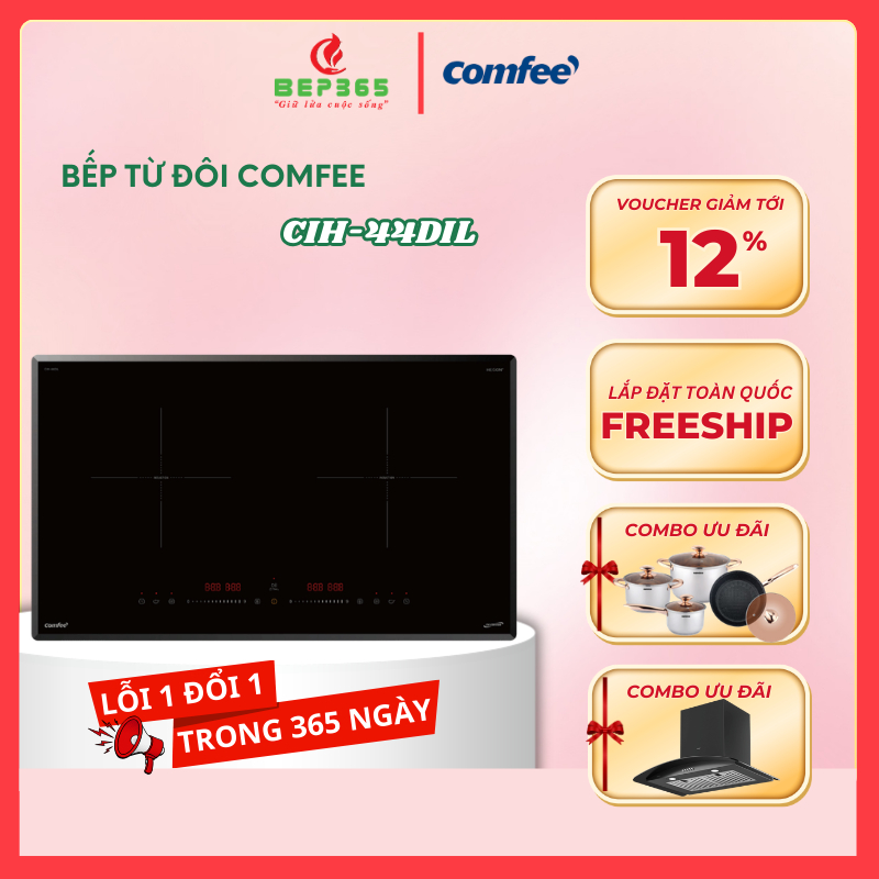 Bếp từ đôi Comfee CIH-44DIL – Thiết kế lắp âm sang trọng - An toàn - Hàng Chính Hãng - Free Lắp Đặt