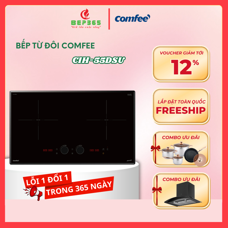 Bếp từ đôi Comfee CIH-55DSU - Công Suất 5500W – Thiết kế hiện đại - Tiết kiệm điện - Chính Hãng