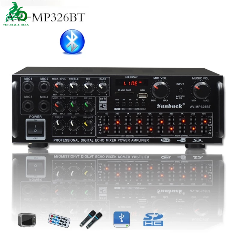 Amly karaoke Sunbuck 326BT hàng chuẩn (cổng 12v, 220v, có bluetooth)-Amly âm ly karaoke