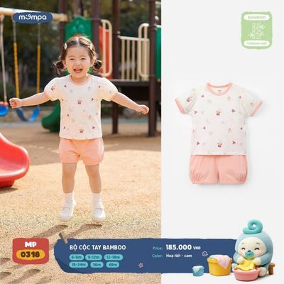Bộ cộc tay cho bé Mompa 6 tháng - 4 tuổi vải Sợi tre Bamboo mềm mại co giãn thoáng mát DQ MP 0318