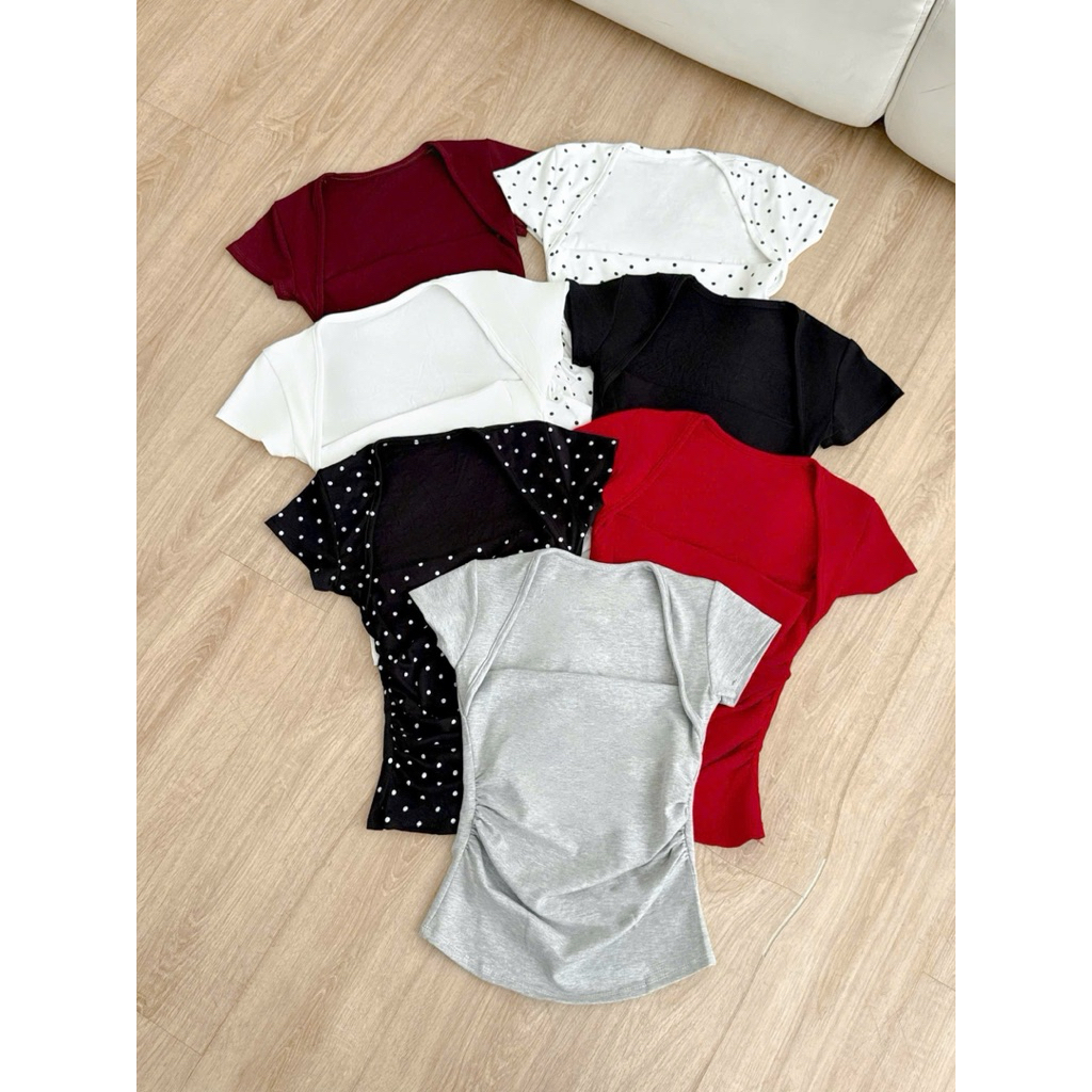 ÁO THUN CỘC TAY NHÚN EO SIÊU HOT TÔN DÁNG CHO NỮ m6038 | BigBuy360 - bigbuy360.vn