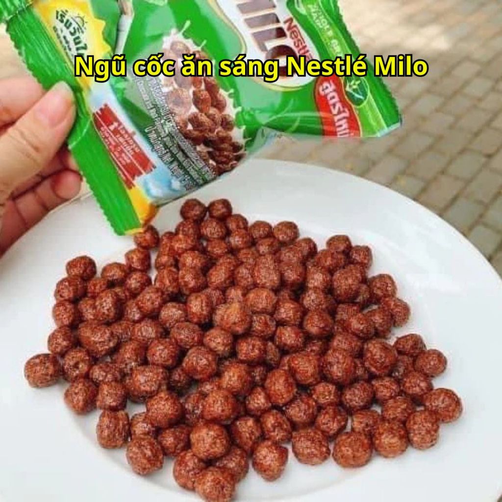 Snack bỏng Milo, ngũ cốc viên cacao Milo gói 15gr, ngũ cốc Milo Nestle hàng nhập khẩu Thái Lan