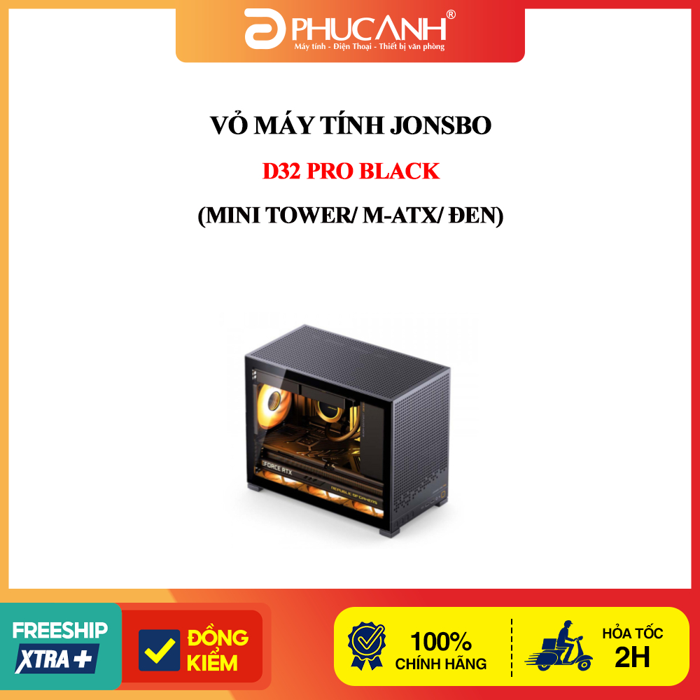 Vỏ máy tính JONSBO D32 Pro Black (Mini Tower/ M-ATX/ Đen)