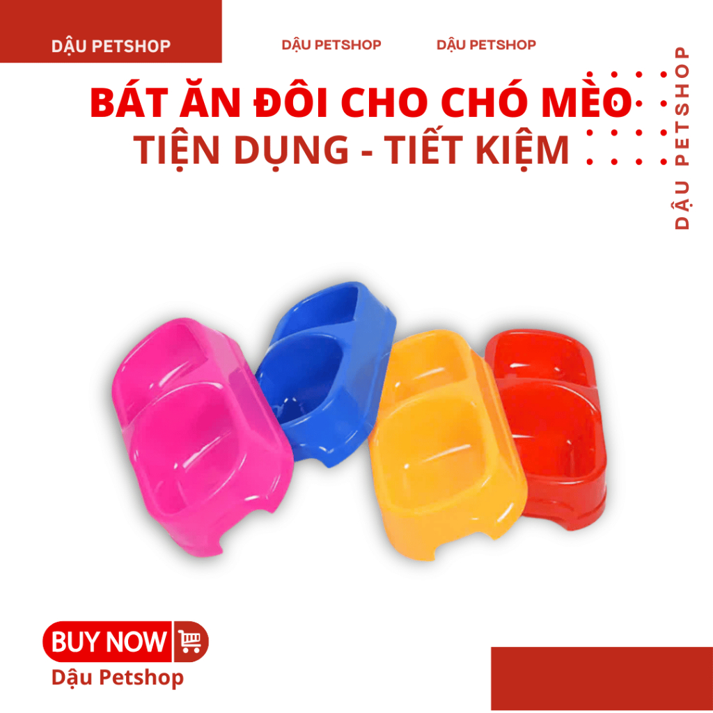 Bát ăn đôi cho chó, mèo nhỏ tiện dụng dễ dàng vệ sinh