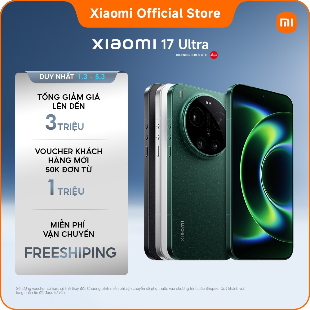 Điện thoại thông minh Xiaomi 17 Ultra (12+512GB|16+1TB)| Pin 6000mAh (typ) siêu lớn| Ống kính Leica UltraPure