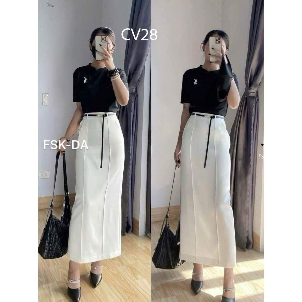 Chân váy dài CÚC FASHION chân váy dài ly dọc CV28