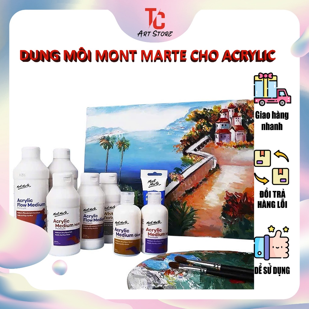 Dung Môi Pha Màu Acrylic Mont Marte - Phủ Bóng, Phủ Mờ, Chậm Khô, Pha Loãng/ Làm Mượt (Flow Medium)