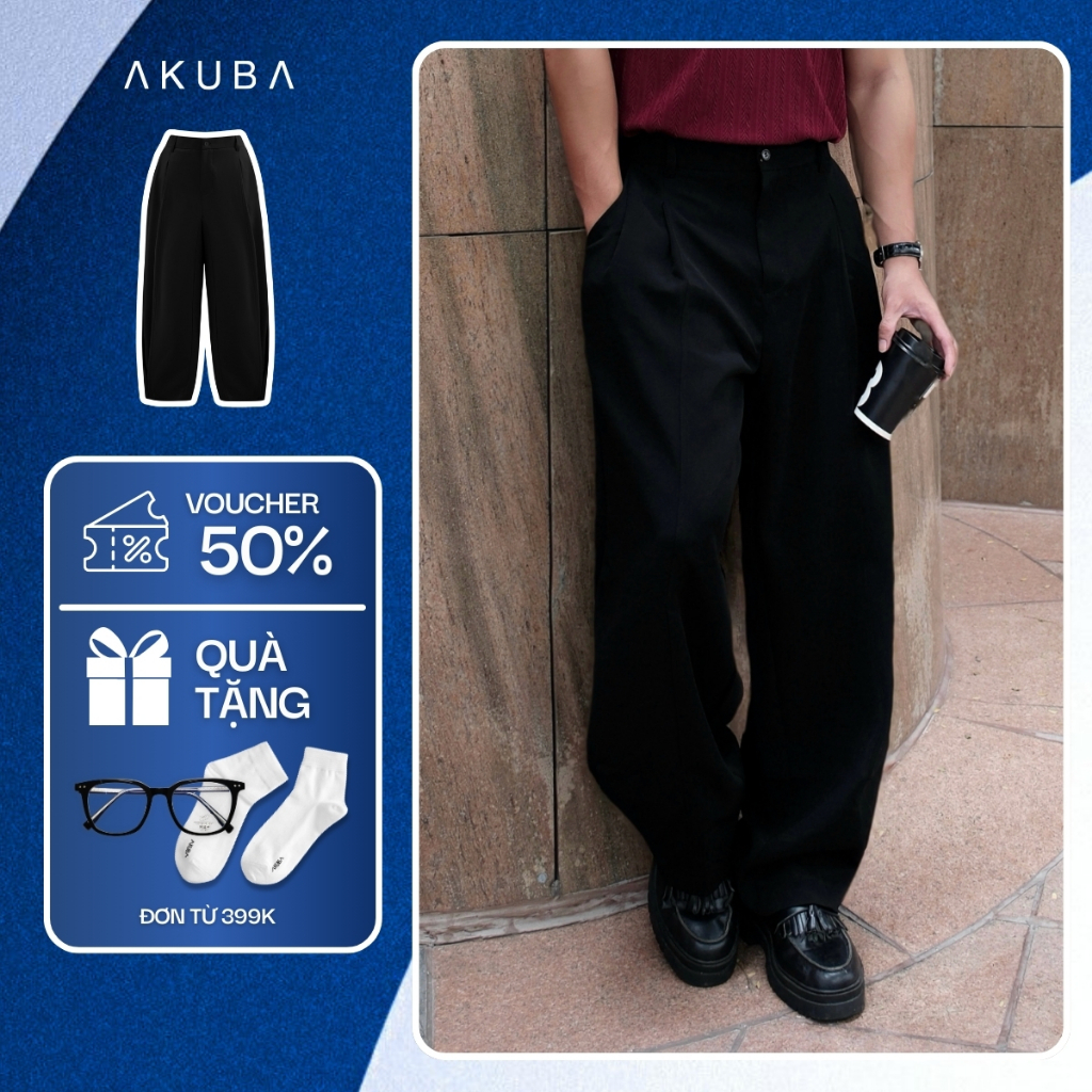 Quần Tây Ống Rộng Nam AKUBA Form Oversize Chất Tuyết Mưa Cao Cấp | 01KE1300