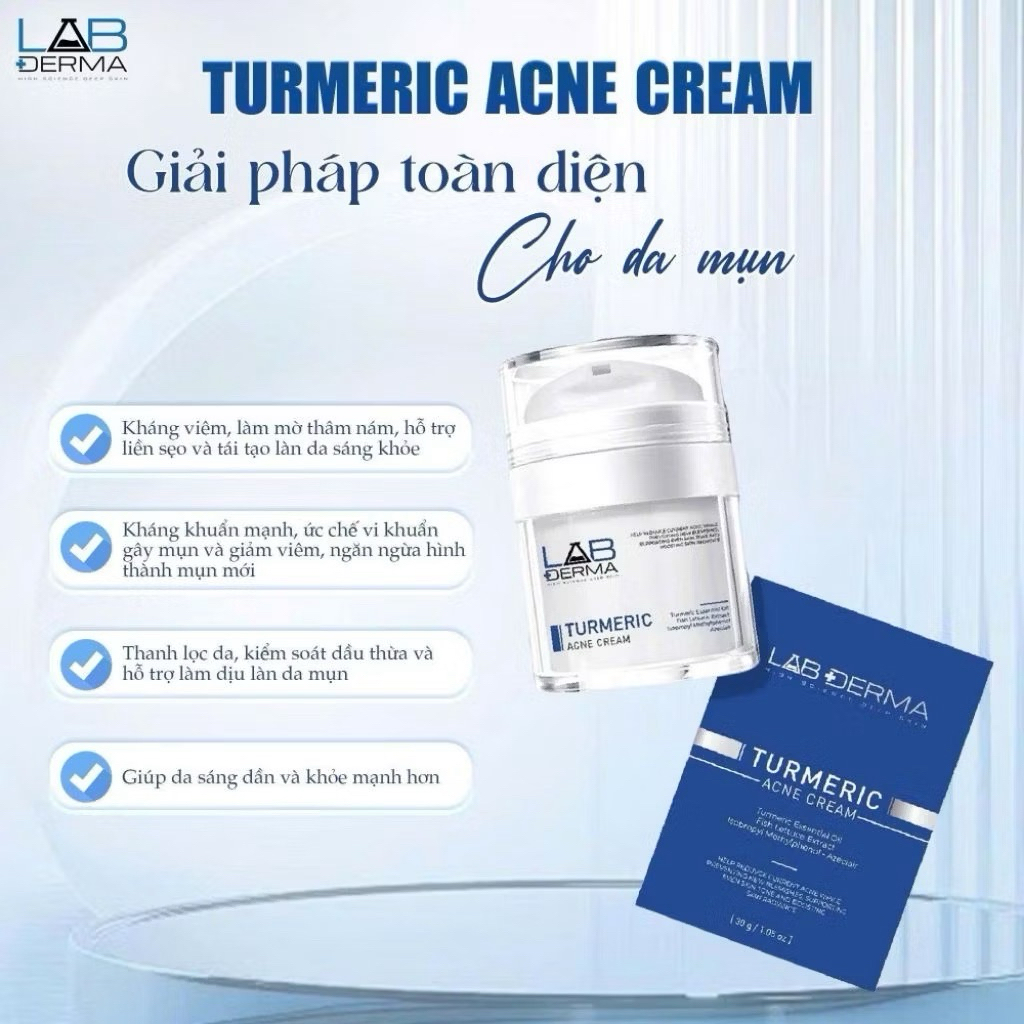 Kem hỗ trợ mụn TURMERIC ACNE CREAM Lab Derma 30g - Giúp ngừa mụn, kiểm soát dầu nhờn