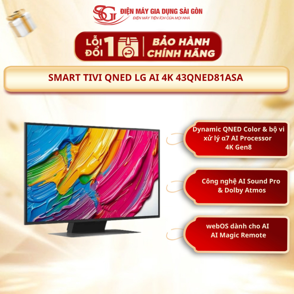 [Mới 2025] Smart Tivi QNED LG AI 4K 43QNED81ASA