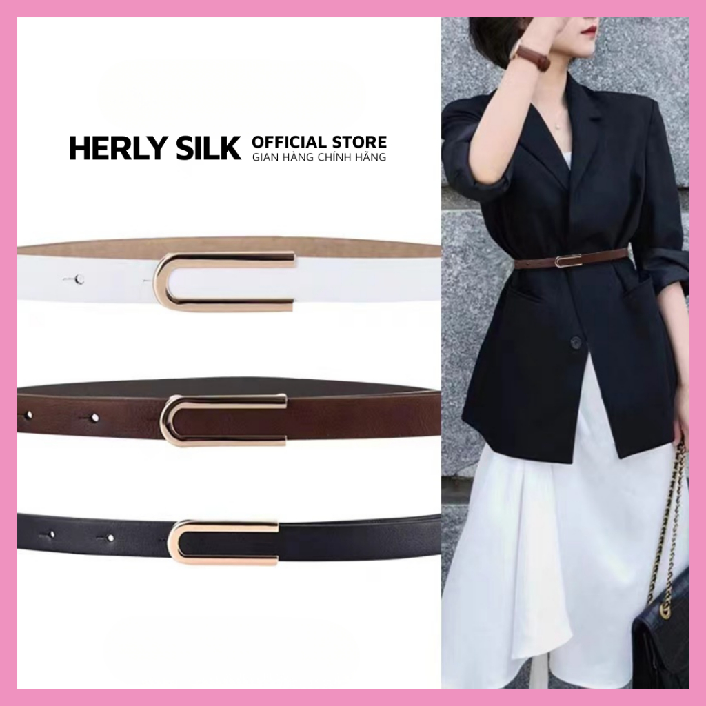 Thắt lưng da nữ bản nhỏ da PU cao cấp khóa kim loại sang trọng dễ mix match phối đồ TL13