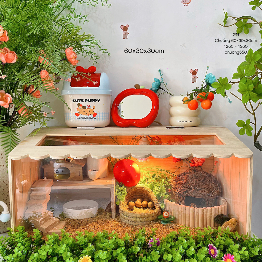 Chuồng Gà Rutin 60x30x30 Full Combo chuồng, nuôi Gà Rutin, chuột Hamster