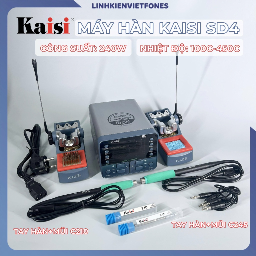 Máy hàn, trạm hàn Kaisi SD4 2 tay hàn (C210&C245) chính hãng