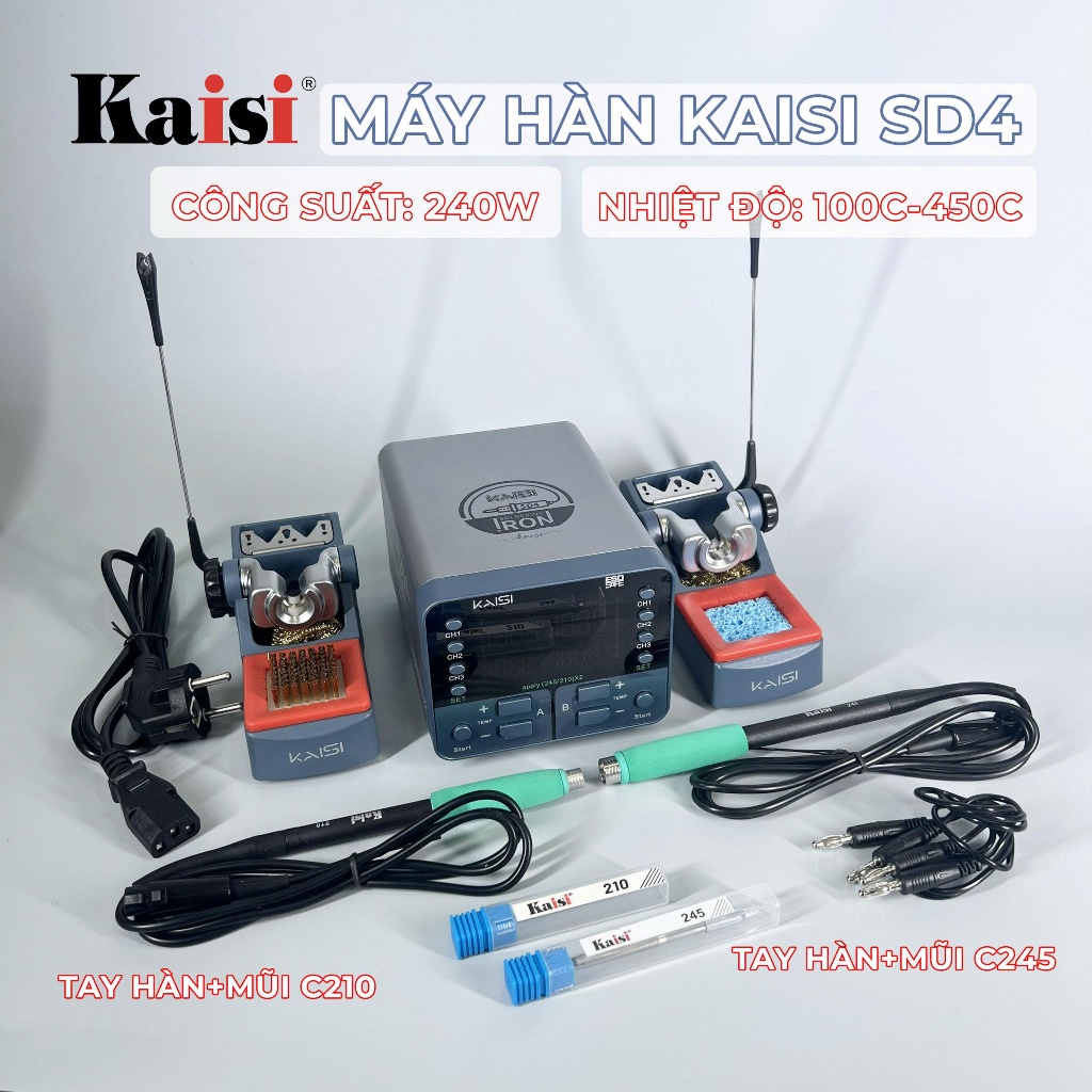 Trạm hàn KAISI SD4 CHÍNH HÃNG (2 tay C210 & C245)
