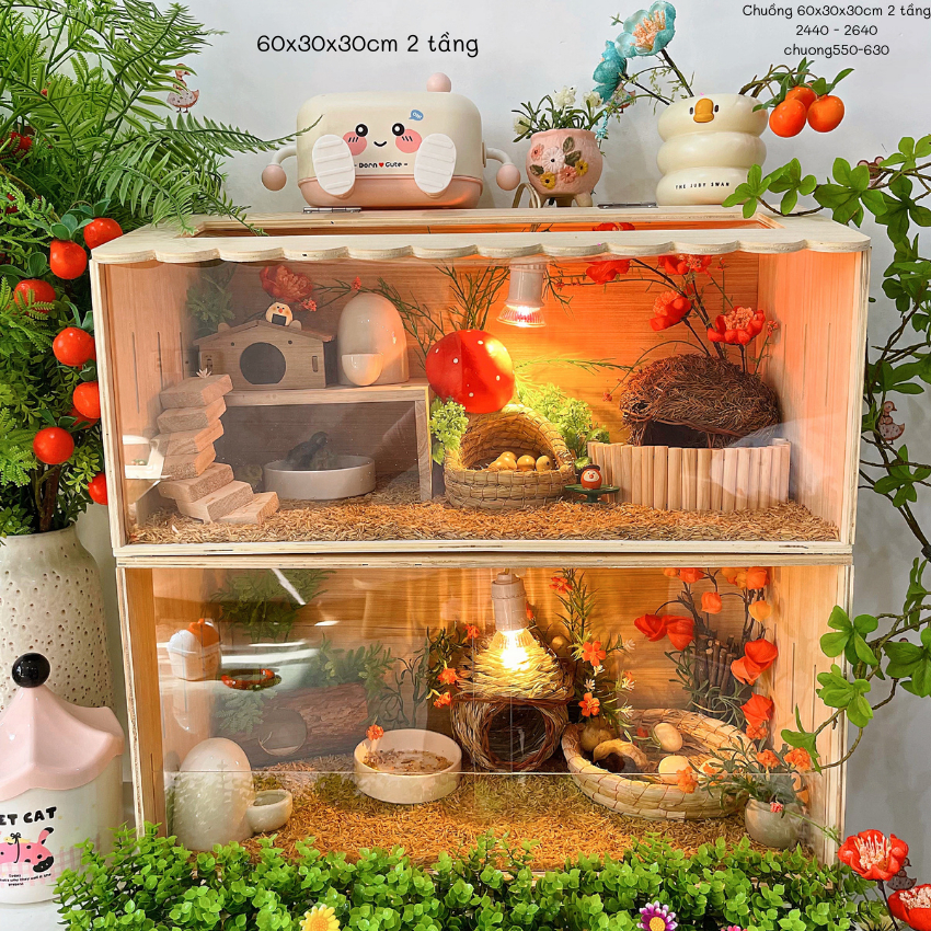 Chuồng Gà Rutin 60x30x30 Full Combo chuồng, nuôi Gà Rutin, chuột Hamster