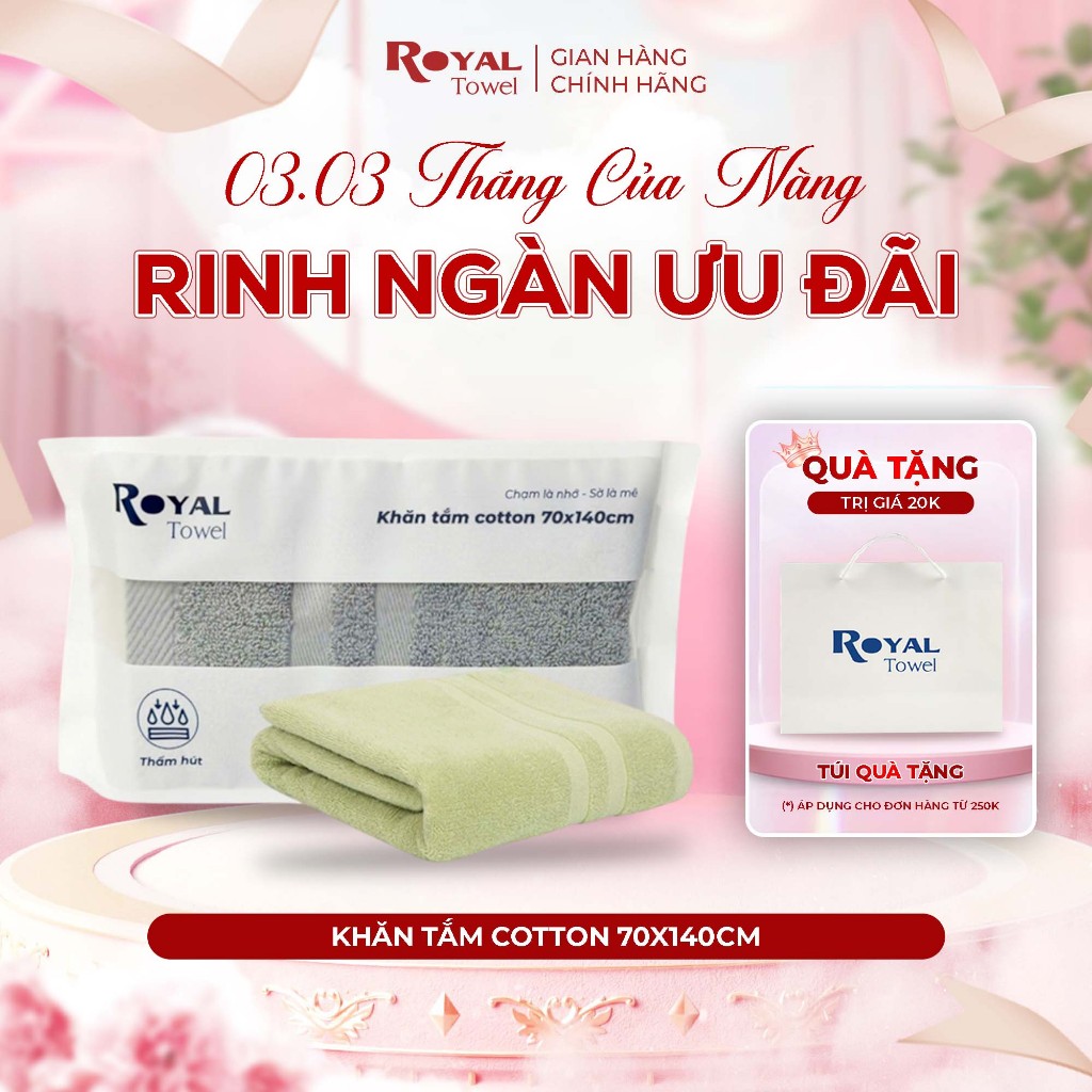 Khăn tắm lớn 70x140cm ROYAL TOWEL 100% cotton siêu dày, thấm hút tốt, không đổ lông, không ra màu dùng cho spa khách sạn