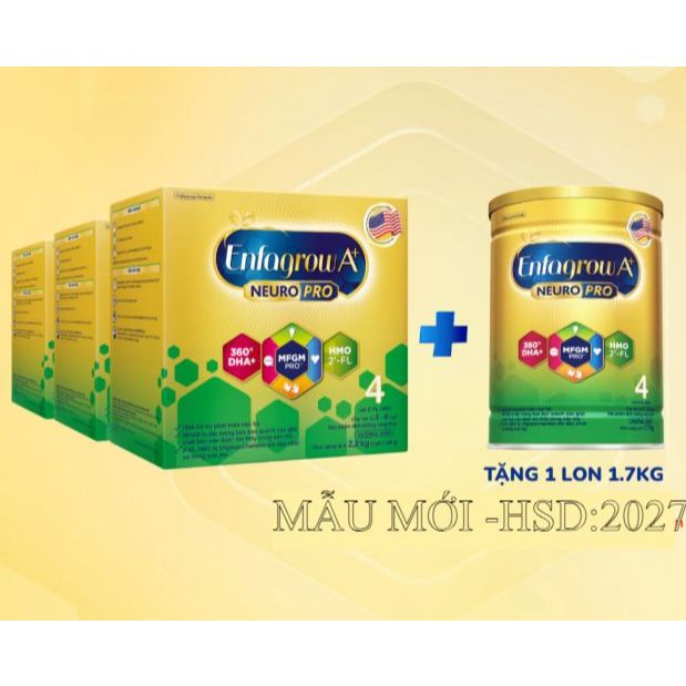 Bộ 3 lon Sữa bột Enfagrow BIB A+ 4 BIB 2.2kg -Tặng 1 lon Enfagrow 4 1.75kg