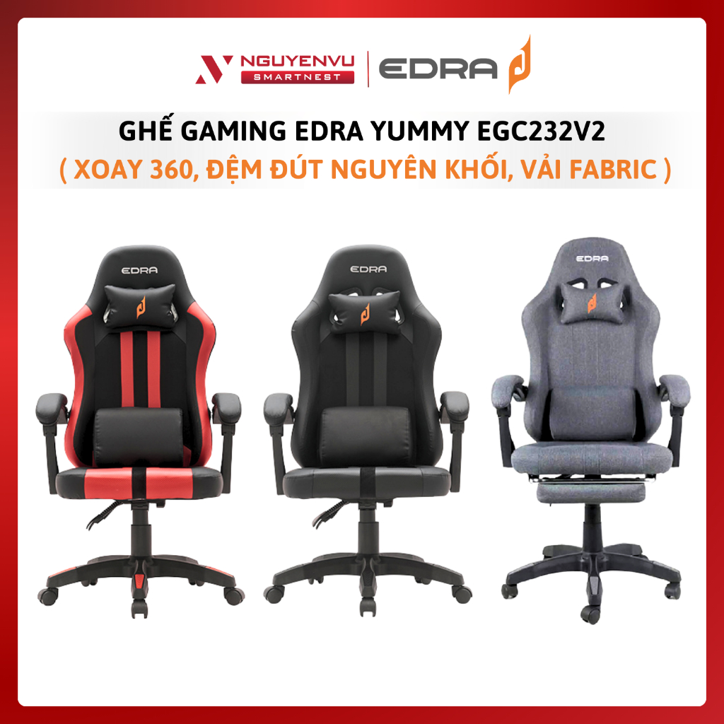 Ghế Gaming Da Cao Cấp Edra YUMMY EGC232v2 - Hàng Chính Hãng - Bảo Hành 12 Tháng