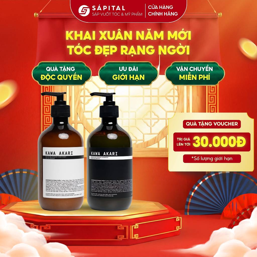 COMBO Gội Xả Kawa Akari Rusty Lab| Làm sạch & Bổ sung dưỡng ẩm cho tóc - Chiết xuất thiên nhiên
