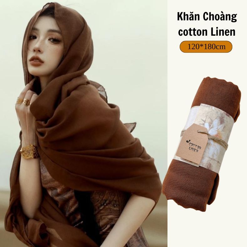 Khăn choàng trơn mùa hè ngày thường chất vải lanh cotton linen thời trang nữ mỏng nhẹ thoáng mát - CA05 The Collar Box