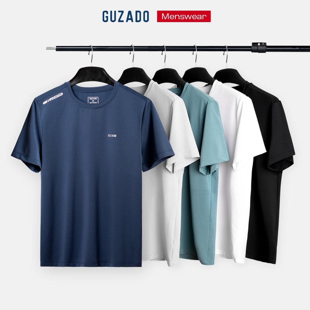 Áo Thun Thể Thao Nam GUZADO Vải Coolmax Thông Hơi Mát Lạnh Thấm Hút Tốt Co Giãn Cao Nhanh Khô GTS04