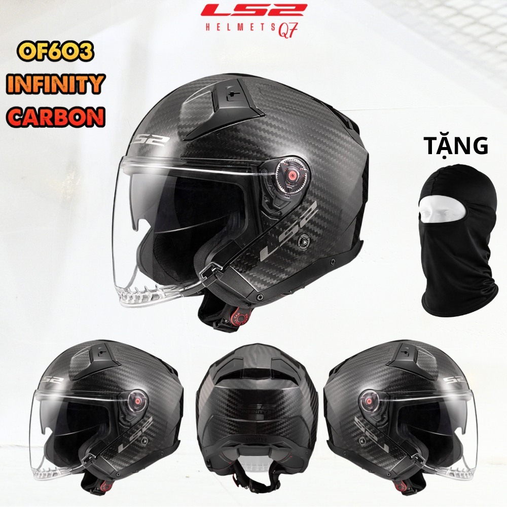 Mũ bảo hiểm 3/4 cao cấp LS2 OF603 Infinity II carbon 6K tặng kèm pinlock chuẩn ECE22.06 - LS2 Helmet