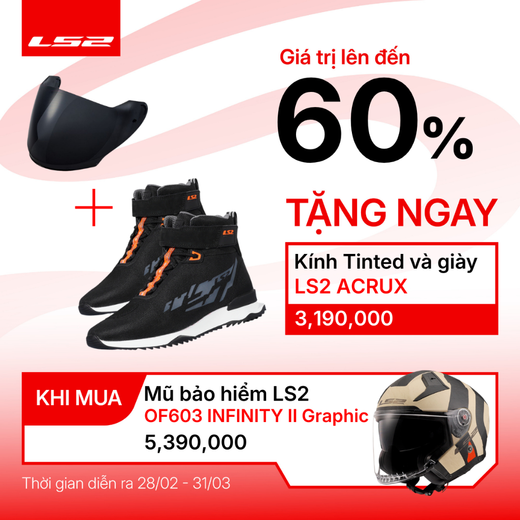 [TẶNG GIÀY HOẶC ÁO] Mũ bảo hiểm 3/4 LS2 OF603 Infinity II chất liệu fiberglass có 2 kính tặng kèm pi