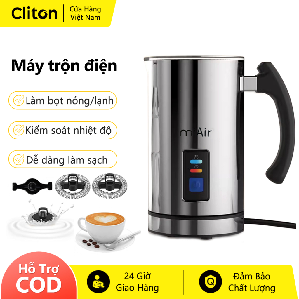 Miair Máy đánh sữa tạo bọt nóng và lạnh 3 trong 1 Máy tạo bọt sữa điện 240mL Công suất lớn Lm lặng N311