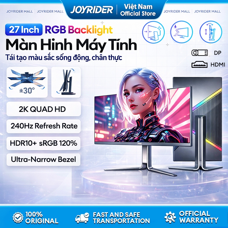 FPS Màn Hình Gaming 27 Inch 2K QHD 240Hz – Chân Đế Nâng Hạ Xoay Dọc 16:9, Tặng Cáp HDMI