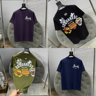 Áo phông nam boy phố DSQ2 hoạ tiết láphong hình tam hổ phối logo D2 saulưng, áo nam boy phố siêu hot