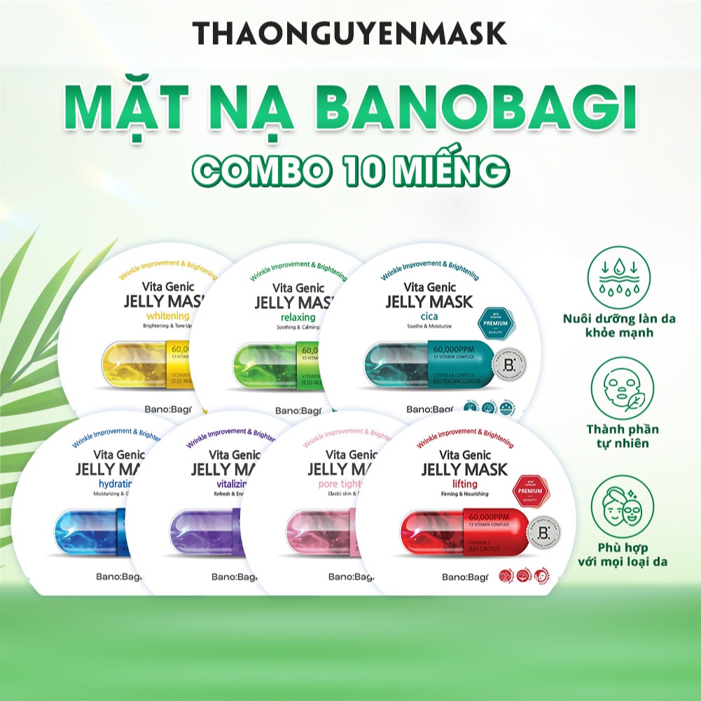 (Mẫu mới PREMIUM 2025) COMBO10 miếng mặt nạ Banobagi Vita Genic Jelly Mask PREMIUM Thế hệ mới 30g