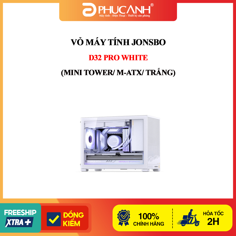 Vỏ máy tính JONSBO D32 Pro White (Mini Tower/ M-ATX/ Trắng)