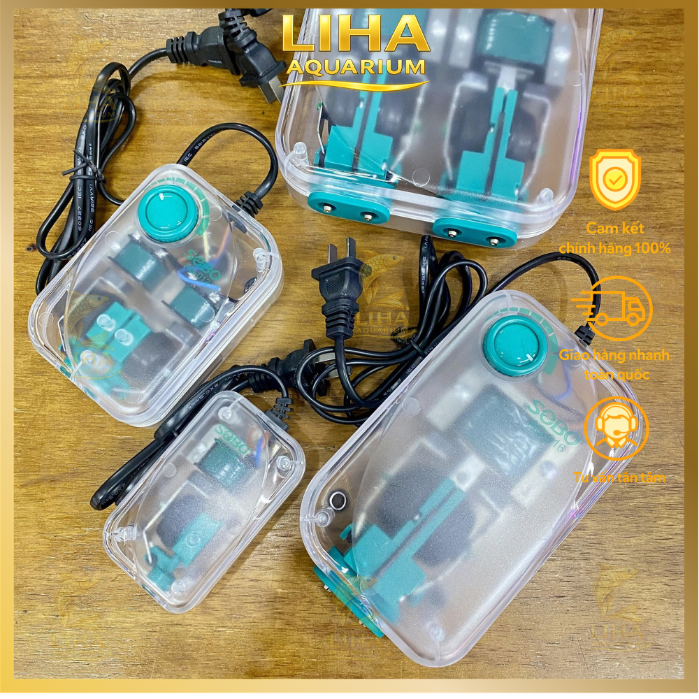 Máy Sủi Oxi Sobo Siêu Êm Trong Suốt AQ-009 AQ-013 AQ-016 AQ-019 - Máy Oxy Cho Hồ Cá