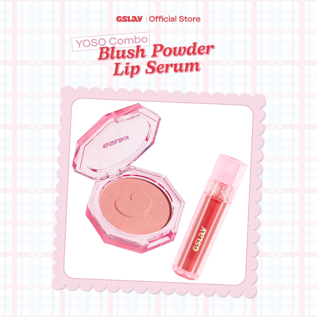 [LIVESTREAM KOL] Combo GSLAY YOSO Son dưỡng bóng có màu thuần chay (1ml) & Phấn má hồng thuần chay d