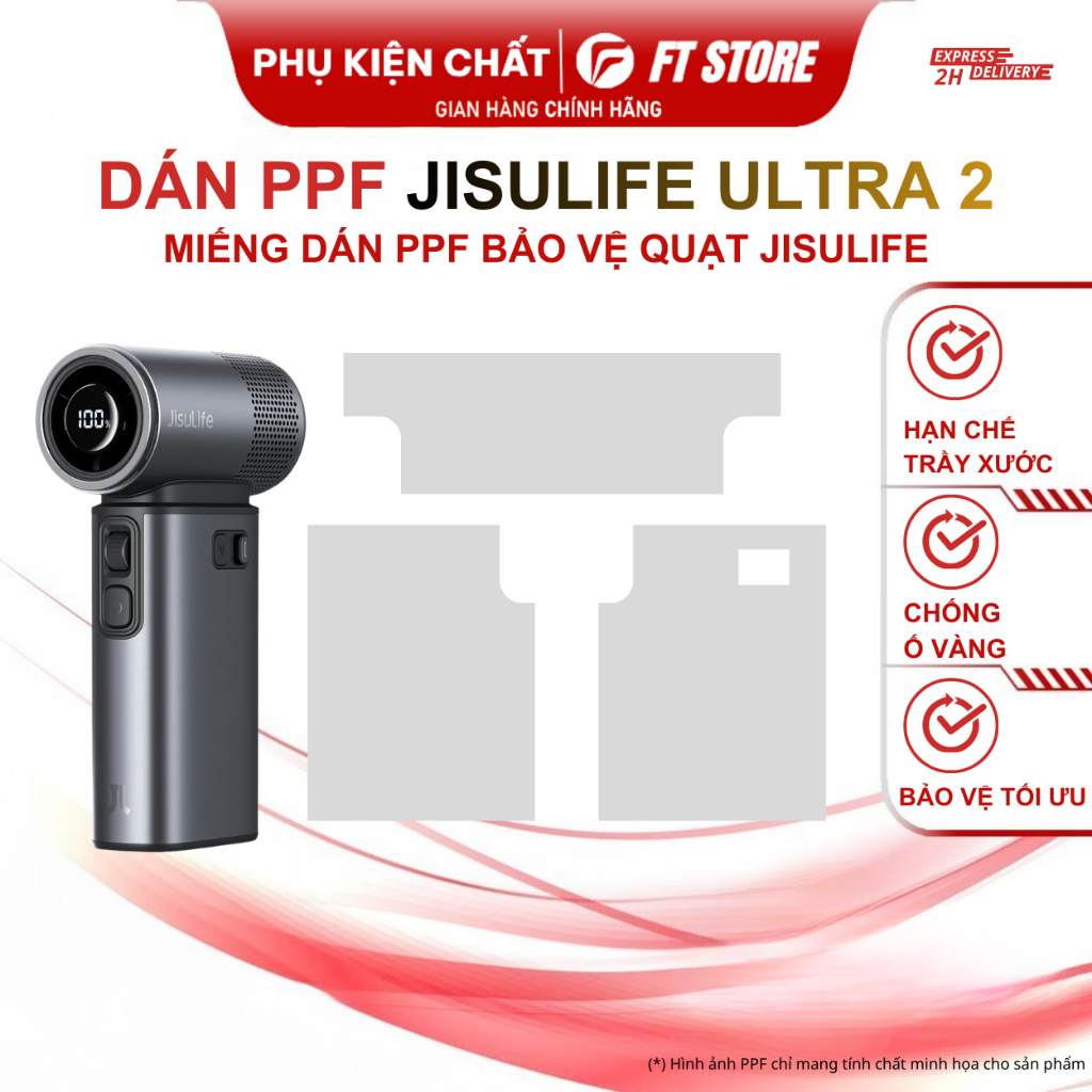 Miếng dán PPF quạt cầm tay Jisulife Ultra 2 chống ố, hạn chế trầy xước bảo vệ tối ưu, bền bỉ dài lâu