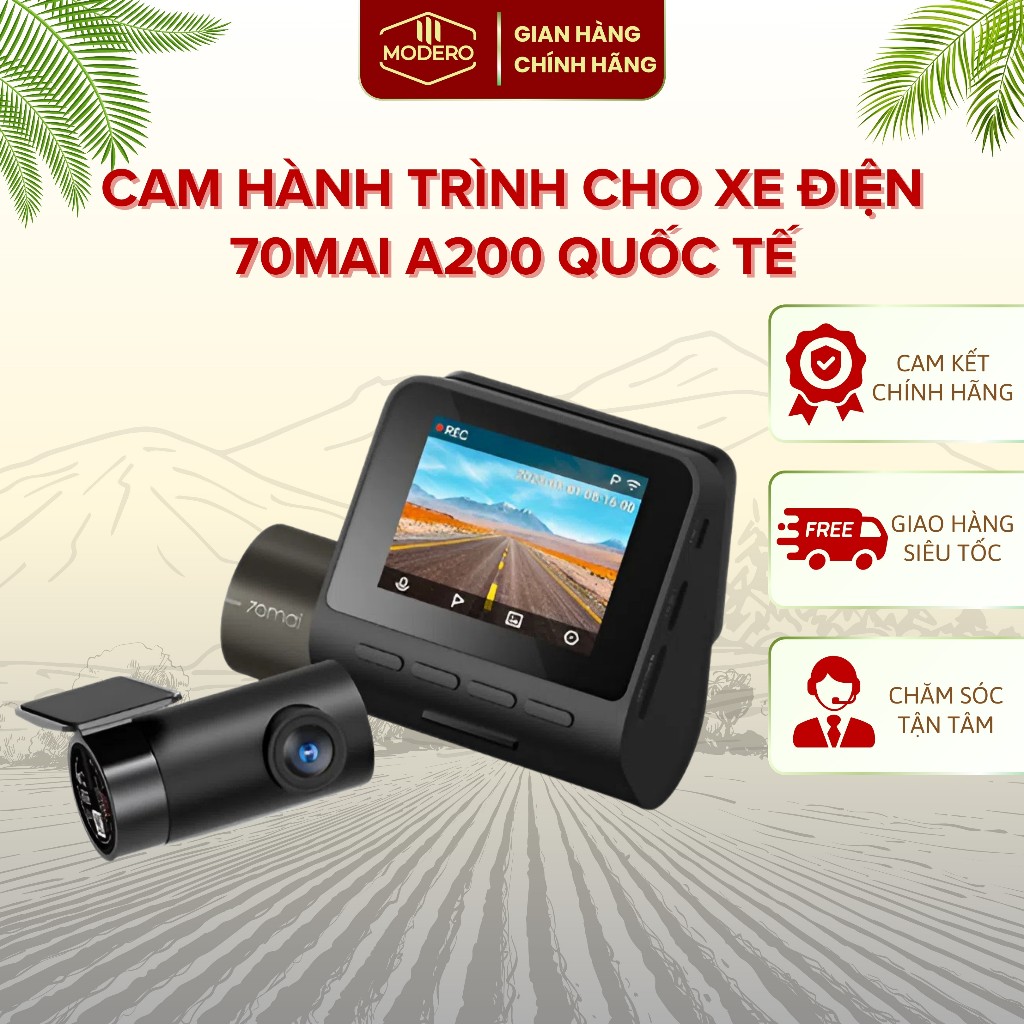 Camera Hành Trình Cho Xe Điện 70mai A200 Quốc Tế - Camera Full HD 1080P, Ghi Hình Trước Sau