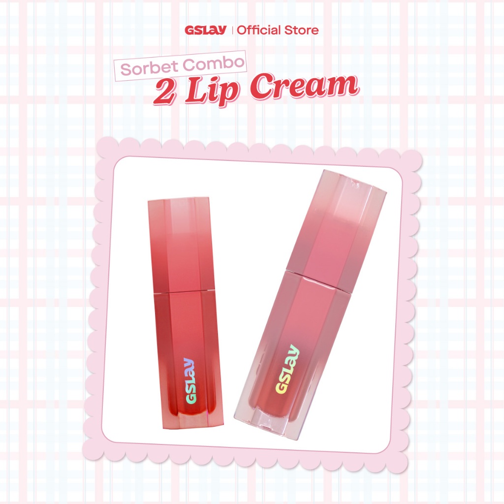 [LIVE] Combo 02 Son kem GSLAY Sorbet Lip Cream mịn lì thuần chay che phủ rãnh môi giữ màu lâu trôi (