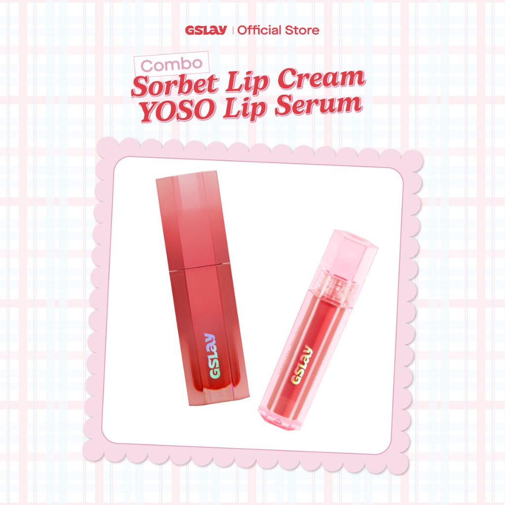 [LIVE] Combo GSLAY Sorbet Lip Cream mịn lì che phủ rãnh môi (4g) & GSLAY YOSO Lip Serum dưỡng ẩm, tá