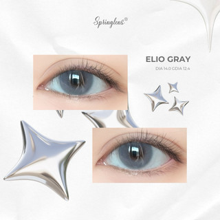 Kính áp tròng ELIO CRYSTAL GRAY xám xanh vân trơn không giãn 1 tháng | Spring Lens