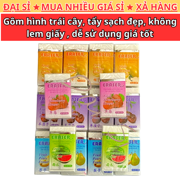 Cục gôm bút chì hình trái cây gôm tẩy sạch nhanh , gọn nhẹ - Đại Sỉ