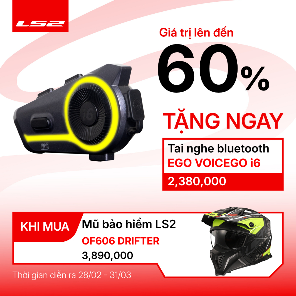 Mũ bảo hiểm tháo hàm LS2 OF606 Drifter đa năng, kính âm tiện dụng (tặng kèm 1 kính đen) ECE22.06