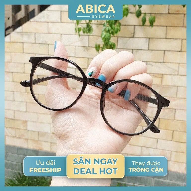 Mắt kính nữ nam giả cận không độ thời trang mắt tròn chống tia UV gọng kính cận phong cách Hàn Quốc giá rẻ đẹp 055