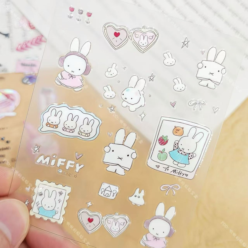 Sticker thỏ Miffy 3D Cyan Sea trang trí móng tay, điện thoại, ipad, máy tính, nhãn dán trong nổi