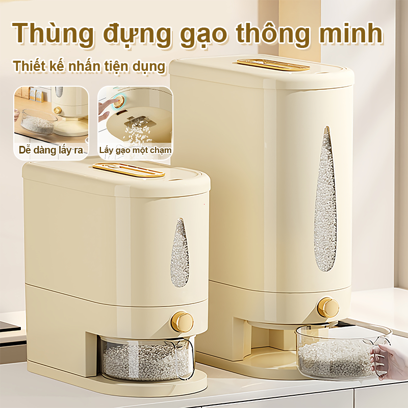Thùng Đựng Gạo Thông Minh 5kg 10kg Có Cửa Sổ Quan Sát Trong Suốt Chống Ẩm Chống Côn Trùng