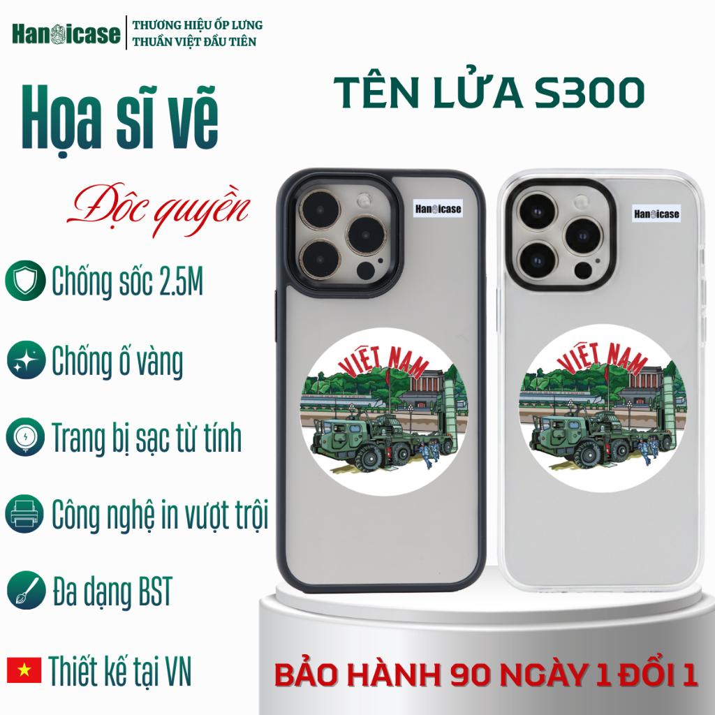 Ốp Lưng Điện Thoại Han icase Cho iPhone 12/13/14/15/16/17 In UV Nhật Bản Chống Sốc Tên Lửa S300
